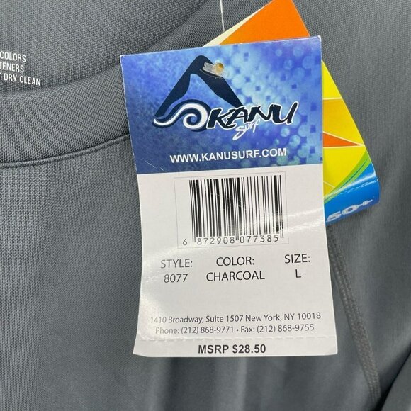Kanu Surf Rashguard Men's Sz L Gray Crew Neck Raglan Sleeve Regular Fit UPF 50+ - Picture 10 of 12